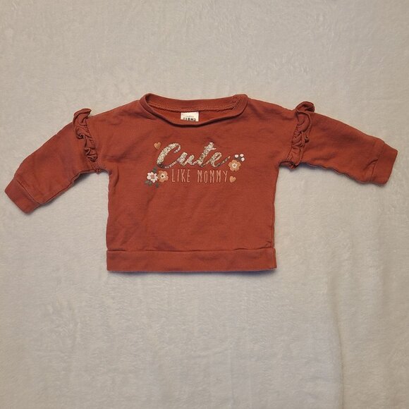 Laughing Llama Cute Like Mommy Baby Girl Long Sleeve Top 6M Red Orange - Picture 7 of 10